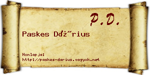 Paskes Dárius névjegykártya